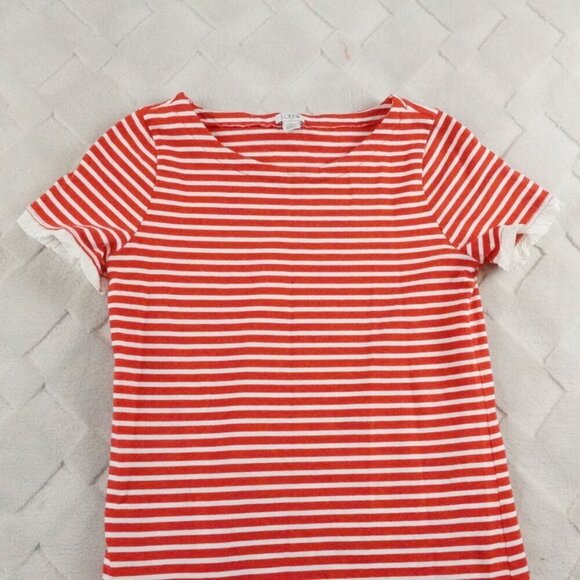 J.Crew Striped Poplin Trimmed Dress Womens Small Red White Preppy - Picture 2 of 12